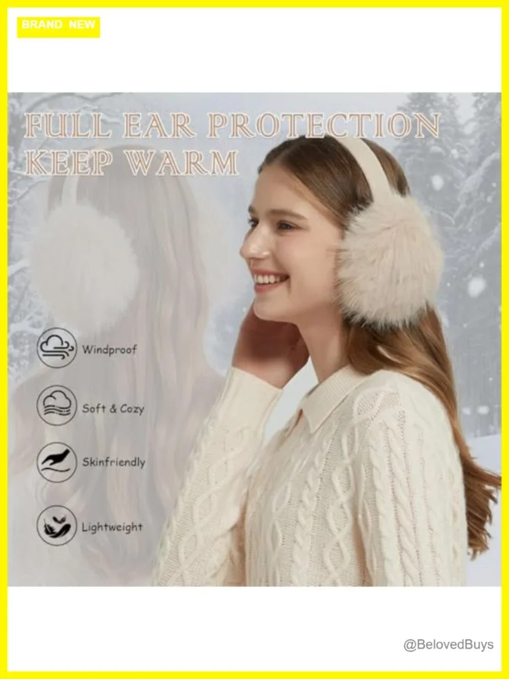 Faux Fur Earmuffs Fluffy Velvet Ear Warmers Foldable Plush Ear Covers